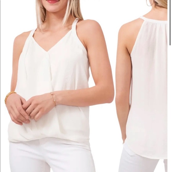 154. Vince Camuto Surplice Wrap Blouse in New Ivory - Picture 2 of 14